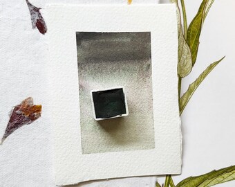 Handmade Moss Watercolor Paint: Granulating Artist Half Pan