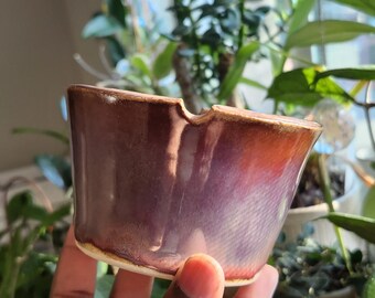 Handmade Ceramic Double-Wall Watercolor Cup With Brush Rest Pink Oyster (B)