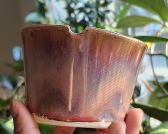 Handmade Ceramic Double-Wall Watercolor Cup With Brush Rest Pink Oyster (A)