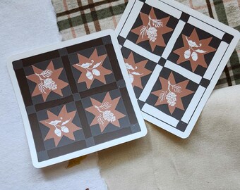 Light and Dark Quilt Square Seeds Art Die Cut Sticker