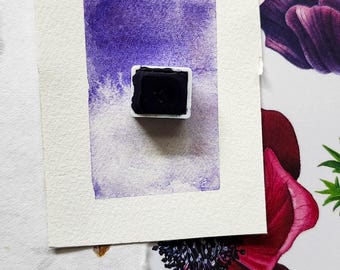 Handmade Watercolor Paint. Mystic Purple Granulating Artist Half Pan