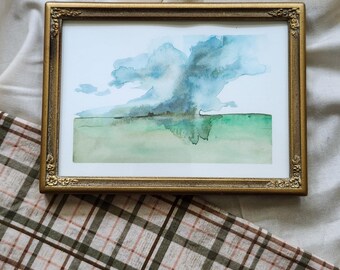 Expressive Eye of the Storm Abstract Landscape Watercolor Original Painting