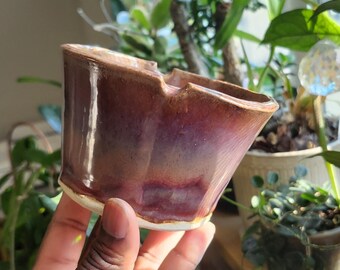 Handmade Ceramic Double-Wall Watercolor Cup With Brush Rest Pink Oyster (D)