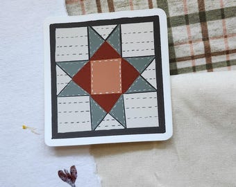 Sawtooth Star Quilt Square Art Die Cut Sticker