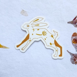 Hare Folk Art Die Cut Sticker