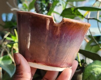 Handmade Ceramic Double-Wall Watercolor Cup With Brush Rest Pink Oyster (C)