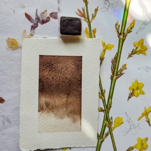 Handmade Watercolor | Firewood| Brown Granulating Watercolor Paint | Artist Watercolor | Custom Mixed Half Pan