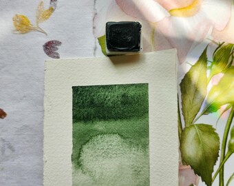 Handmade Watercolor Paint Monte Carlo Green Granulating Half Pan