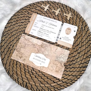 Invito nozze tema viaggio - partecipazione matrimonio - invito biglietto aereo -  wedding invitation cards Travel theme