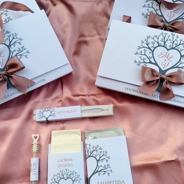OFFERTA A TEMPO 50 Wedding bag - wedding pochette - kit matrimonio - matrimonio tema albero della vita - tree of life rosa antico