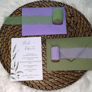 Set di invito per matrimonio tema ulivo - invito nozze - greenery - invito con busta