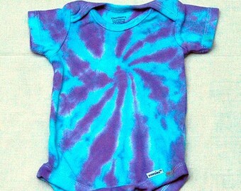 Baby Tie-Dye Short Sleeve One Piece Bodysuit - Purple Blue Burst