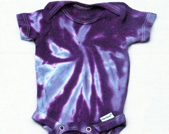 Baby Tie-Dye Short Sleeve One Piece Bodysuit - Purple Lavender Starburst