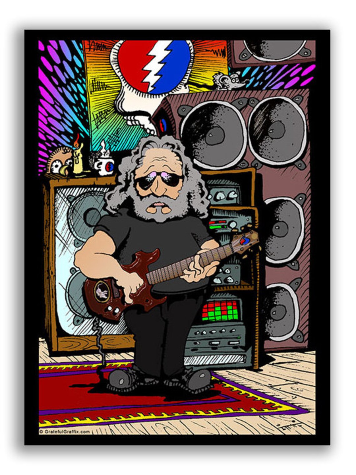 Jerry Garcia With Guitar Cartoon Vinyl Sticker Decal Grateful Dead Etsy