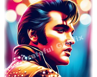 Elvis Presley Illustration 2 T-Shirt King of Rock and Roll Elvis Shirt