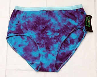 New Tie-Dye Ladies Underwear Cotton Panties - Purple Blue Marble