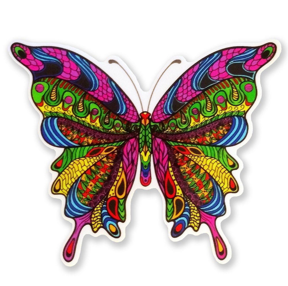 Beautiful Colorful Butterfly Vinyl Sticker Decal Psychedelic Etsy