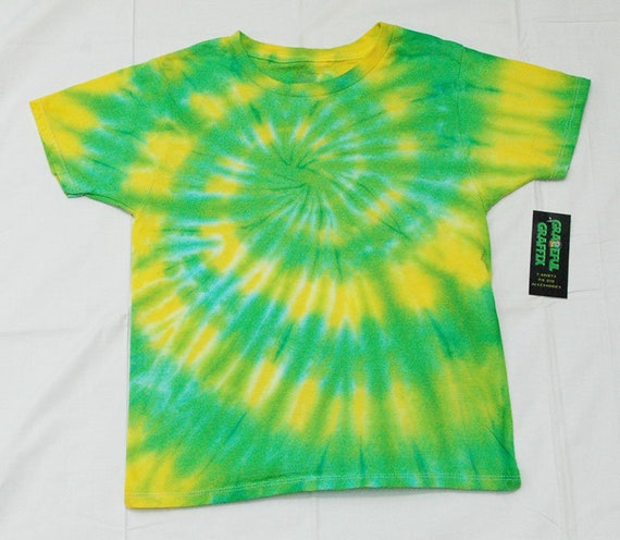 red yellow green tie dye shirt