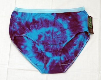 New Tie-Dye Ladies Underwear Cotton Panties - Purple Turquoise Spiral