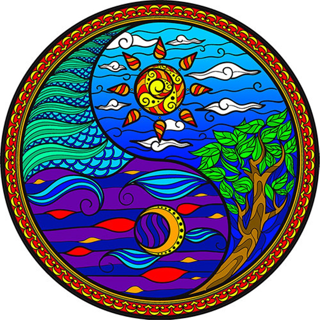 Trippy Crazy Colorful Sun Moon Yin Yang Vinyl Sticker Decal - FREE ...