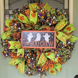 Boo Wreath, Halloween Wreath, Halloween Wreath For Front Door, Large Halloween Wreath, Fun Front Door Wreath, Ghost Wreath, HalloweenDecor