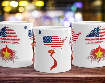 Vietnamese American Roots Coffee Mug: Vietnam USA Flag Gift