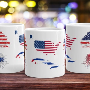 Cuba Immigrant Roots Tee Coffee Mug Cup | Cuba USA Flag | Cuban American | US Naturalization Christmas Birthday Ceremony Gift