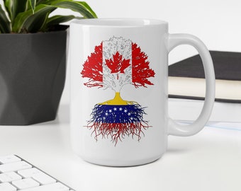 Venezuela Canada Roots Tree Mug - Venezuelan Canadian Gift