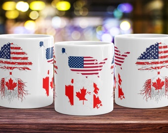 Canadian American Immigrant Roots Coffee Mug - Canada USA Flag