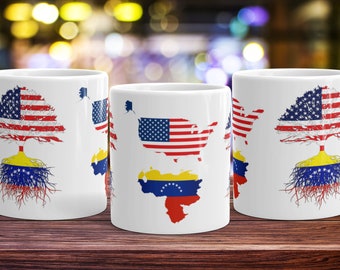 Venezuelan American Roots Coffee Mug: Venezuela USA Flag Gift