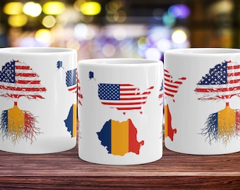 Romanian American Flag Mug: Immigrant Roots Gift