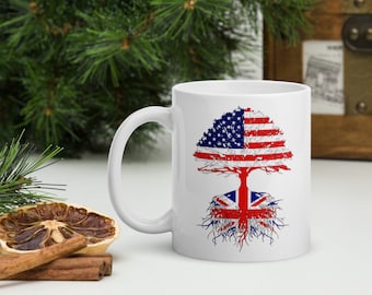 England USA Flag Mug: English American Roots Gift