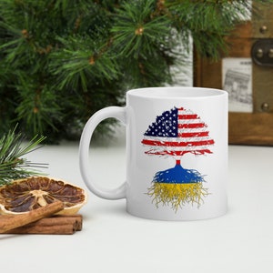 Ukraine Ukrainian Roots Coffee Mug Cup, Ukraine USA Flag Mug, Ukraine  Born Mug US Naturalization Ceremony Gift For Men Women Family Friends