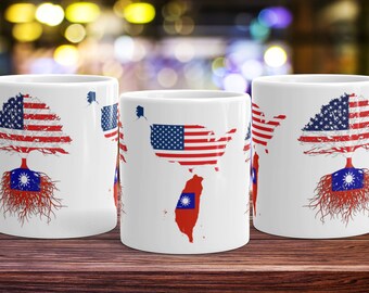 Taiwanese American Roots Coffee Mug - Taiwan USA Flag Gift