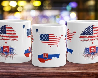 Slovakia USA Flag Coffee Mug: Slovakian American Roots Gift