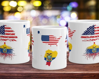 Ecuadorian American Roots Coffee Mug: Ecuador USA Flag Gift