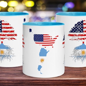 Argentina Roots Tea Coffee Mug Cup Gift Argentinian American Country Map Flag Mug US Naturalization Ceremony Gift Men Women Family Friend