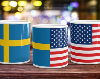Swedish American Flag Coffee Mug: Sweden Immigrant Roots Gift