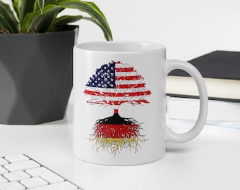 German Roots USA Flag Coffee Mug: Naturalization Gift