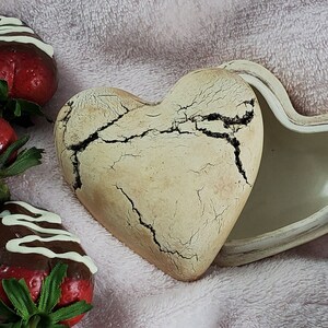 Handmade Ceramic Heart Box: Distressed Clay Keepsake Gift
