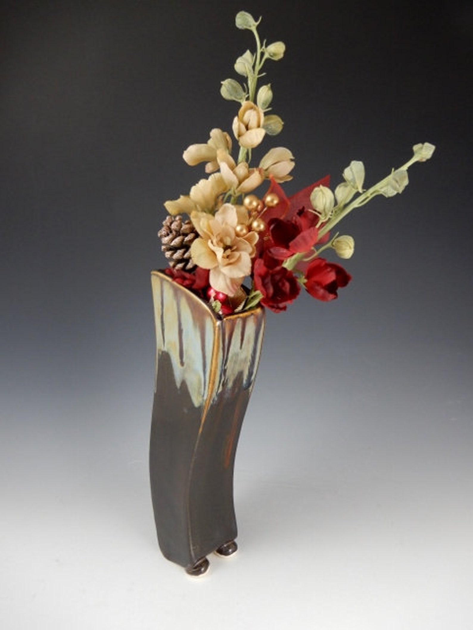 Wavy Slim Tall Vase Slender Vase Handmade Flower Vase Etsy