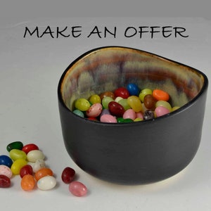 Sold Separately - Round Black Ceramic Bowl, Black Pottery, Small Snack Bowl, Single Serve, Black Tableware, Candy Dish, Mini Rounded Bowl