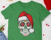 Christmas Skull T Shirt - Christmas Sugar Skull T Shirt - Holiday Skull Shirt