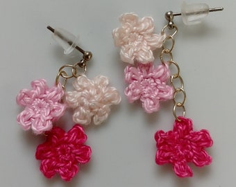 Crochet Flower Earrings / Crochet Flower Drops / Crochet Earrings / Handmade Earrings