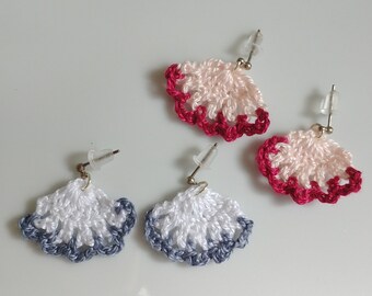 Crochet Fan Earrings / Crochet Fan Drops / Crochet Earrings / Handmade Earrings