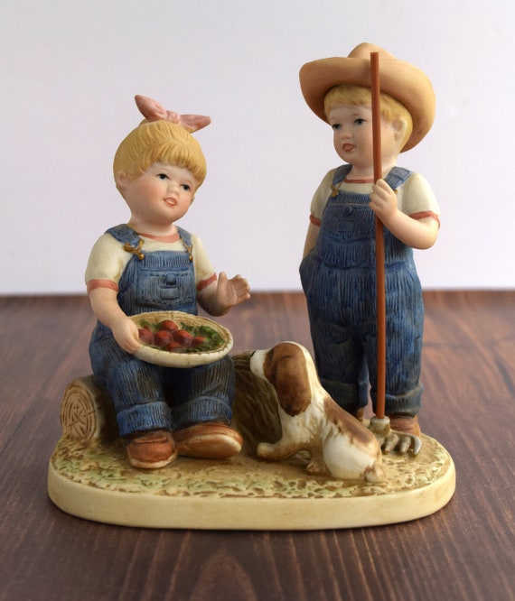 Home Interiors Denim Days 1507 Summer Harvest Denim Days Homco Figurine Vintage Collectibles Danny And Debbie Summer Decor