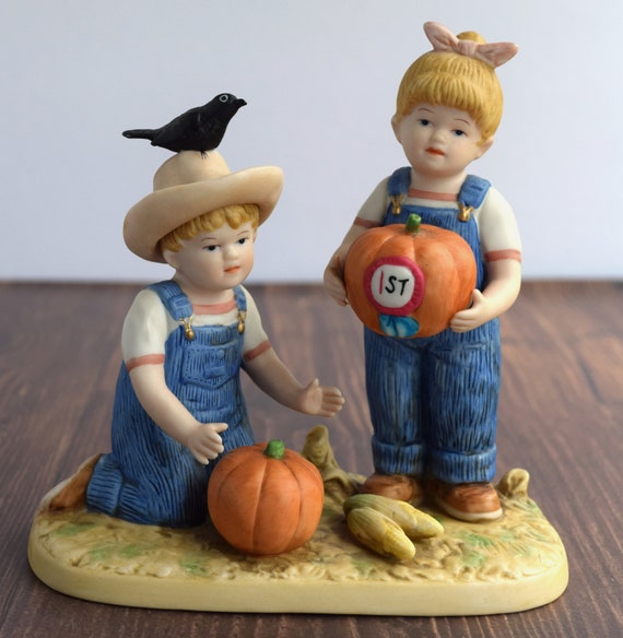 Home Interiors Denim Days 1531 The Prize Pumpkin Denim Days Homco Figurine Vintage Collectibles Danny And Debbie Farmhouse Style