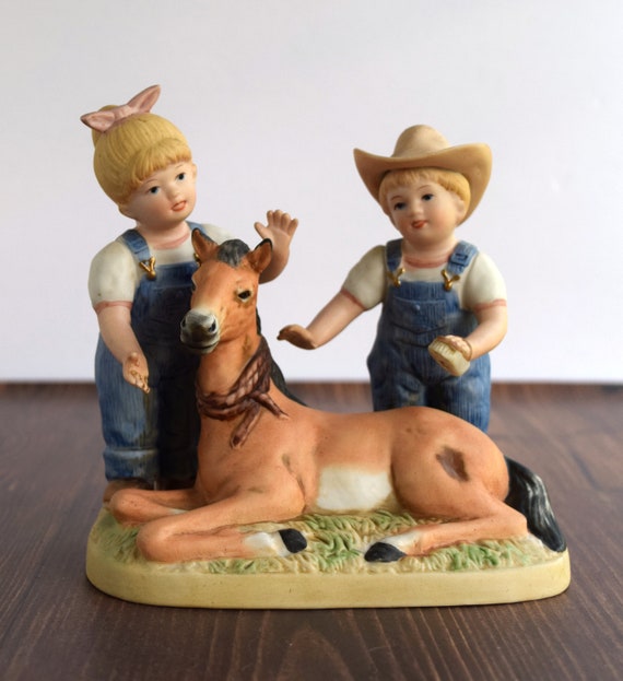 Home Interiors Denim Days 1510 The New Colt Denim Days Homco Figurine Vintage Collectibles Danny And Debbie Farm House Figurine