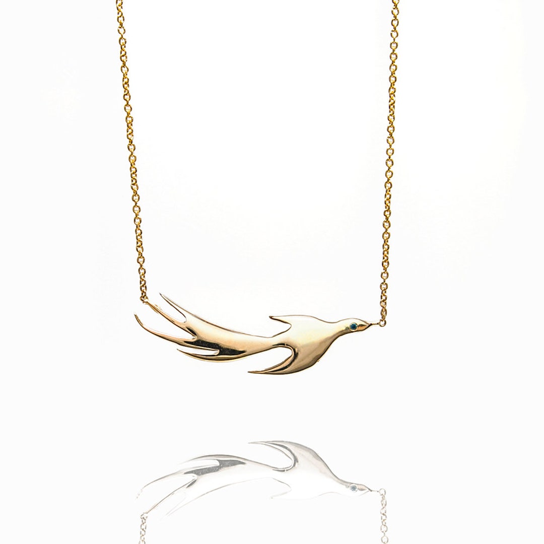 Phoenix Necklace Gold Plated Phoenix Pendant Flying Flame