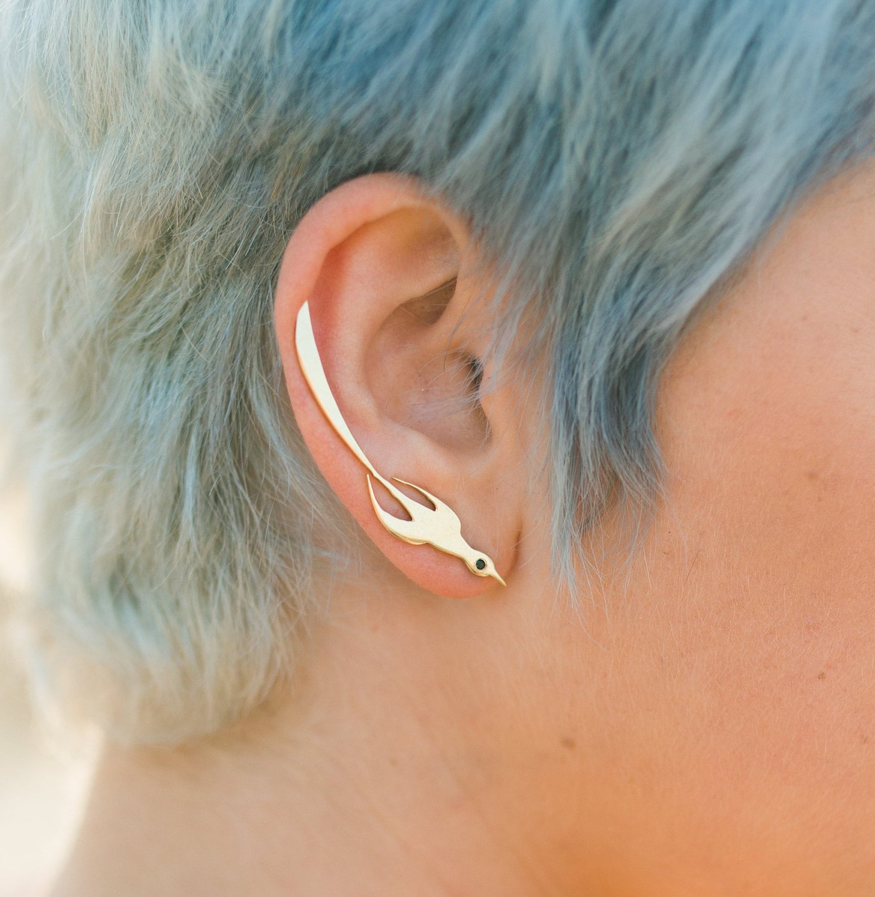 Phoenix Ear Climber Gold Bird Earrings Phoenix Earrings Ear Etsy